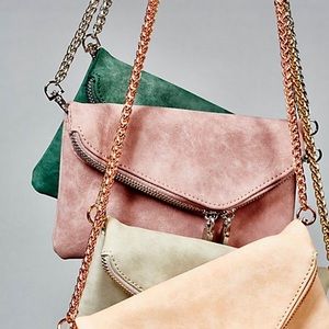 Free People Twin City Vegan Suede Crossbody bag with Wristlet attachment NWOT